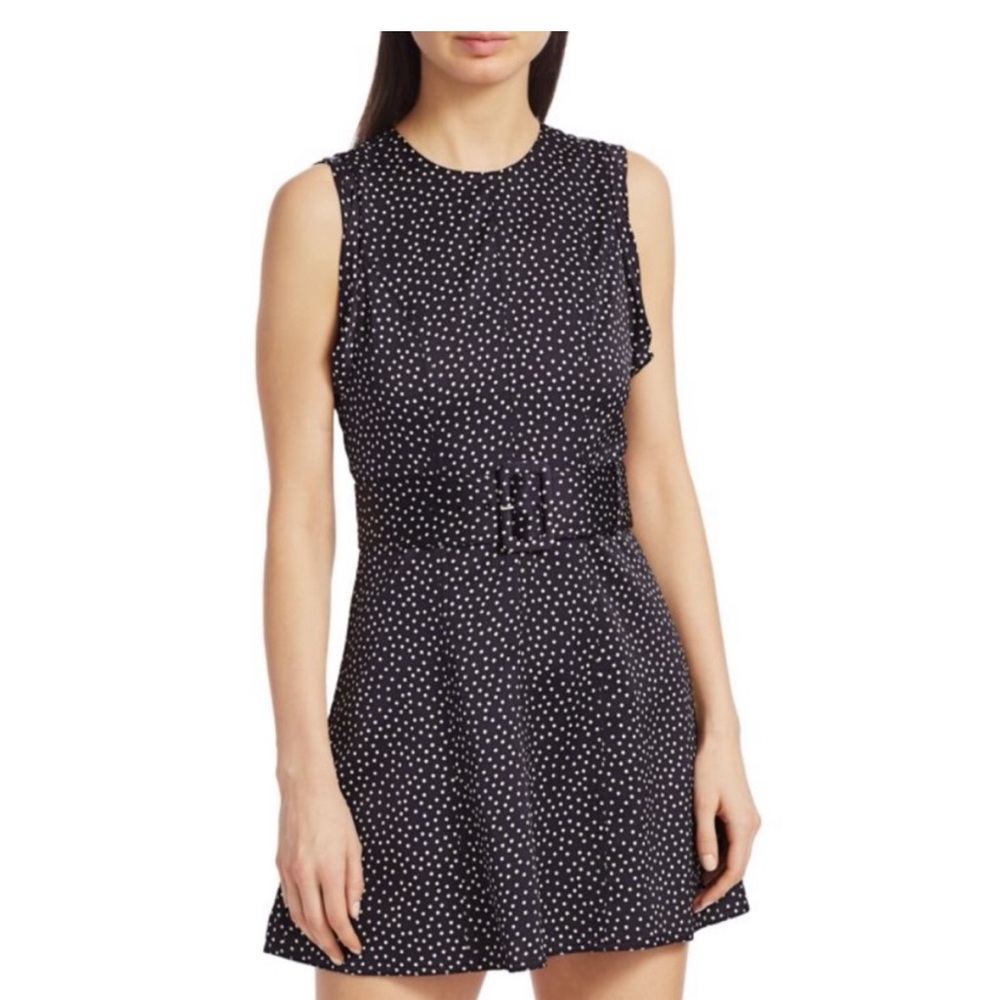 Alexis Dutsa Belted Polkadot Navy Dress Size Small